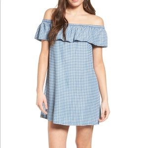 Love, Fire - Gingham Off The Shoulder Dress